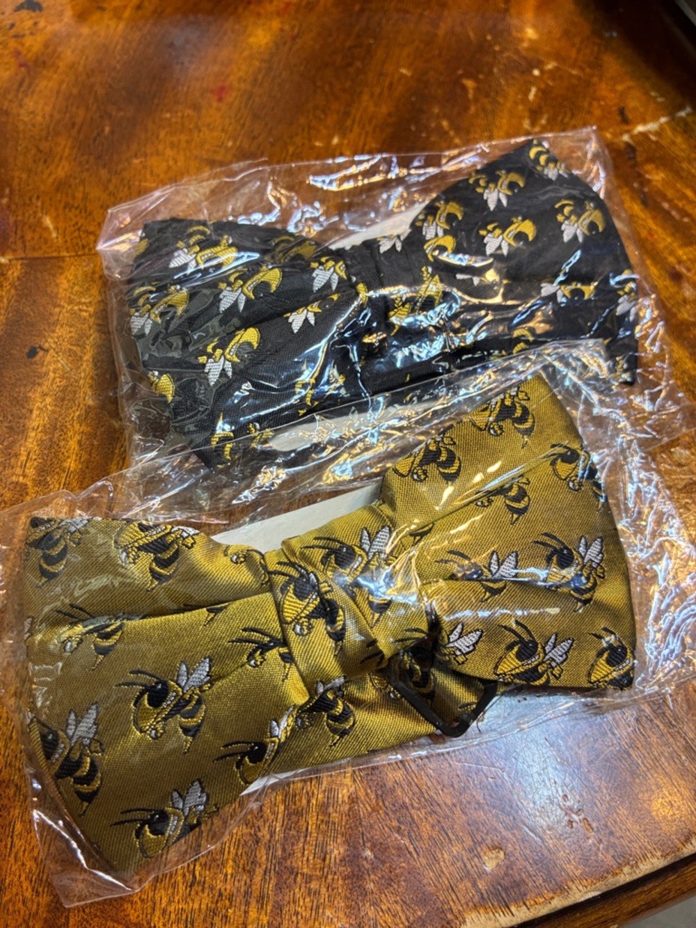 Varsity Bee Pattern Bow Ties in Gold and Black Georgia Tech